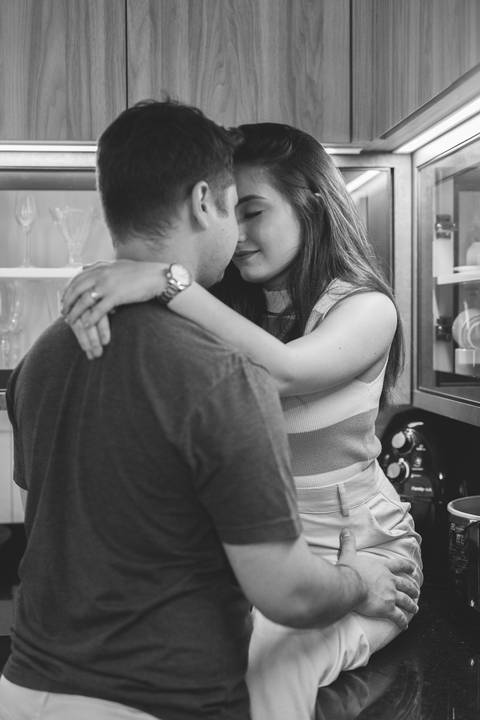 Ensaio de casal em casa'