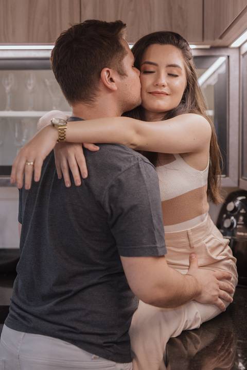 Ensaio de casal em casa'