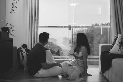 Ensaio de casal em casa'