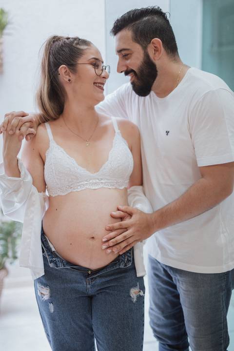 Ensaio de gestante em casa'