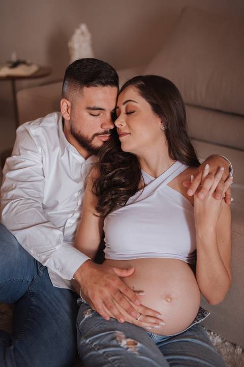 Ensaio de gestante em casa'