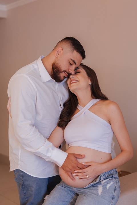 Ensaio de gestante em casa'