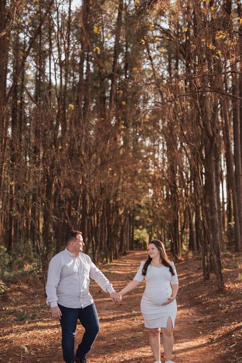 Ensaio revelação da gravidez na floresta'