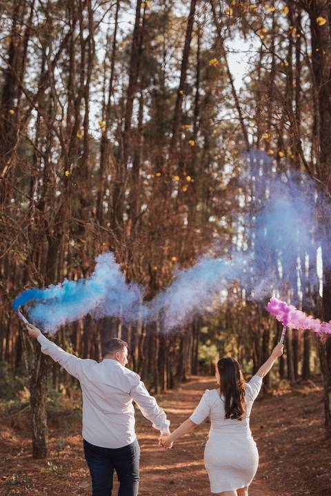 Ensaio revelação da gravidez na floresta'