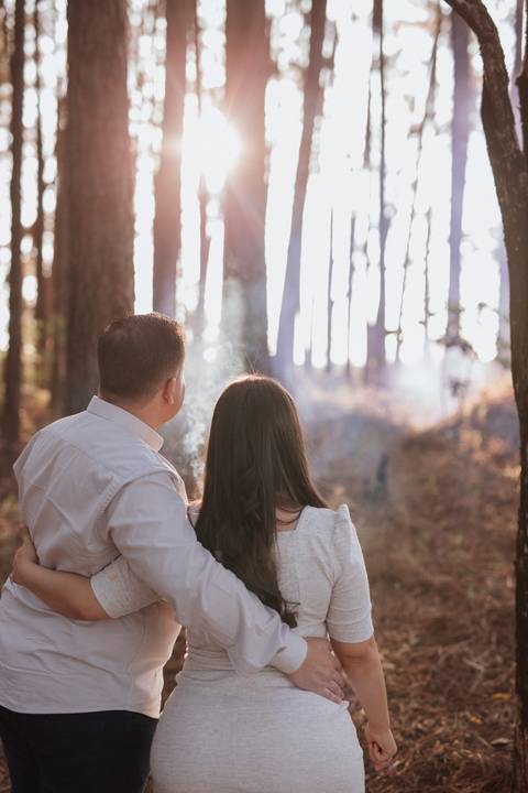 Ensaio revelação da gravidez na floresta'