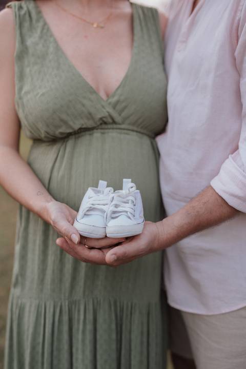 Ensaio de gestante no campo'