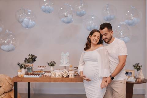 chá de bebe minimalista'