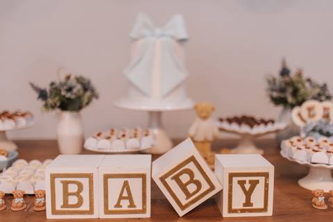 chá de bebe minimalista'