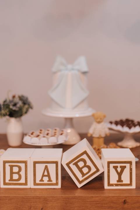 chá de bebe minimalista'