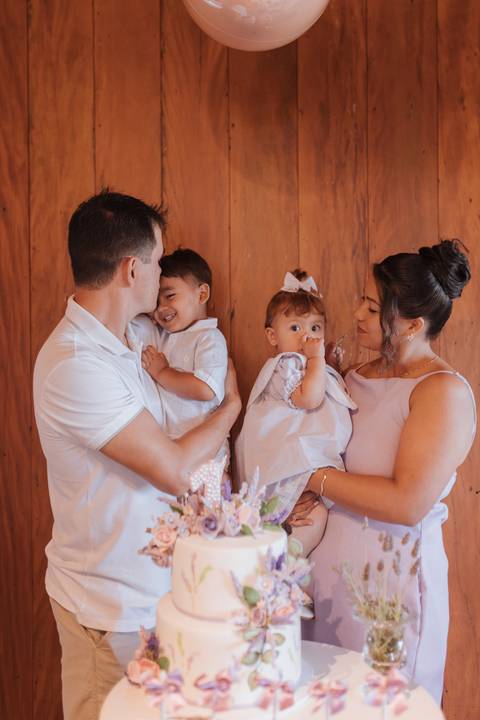 Aniversário de 1 ano com tema de lavanda'