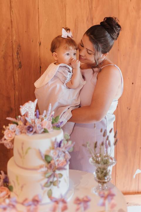 Aniversário de 1 ano com tema de lavanda'