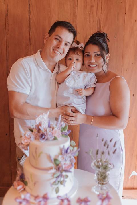 Aniversário de 1 ano com tema de lavanda'