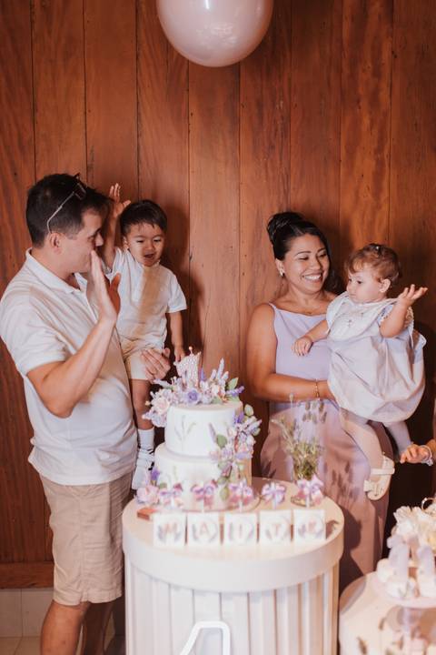 Aniversário de 1 ano com tema de lavanda'