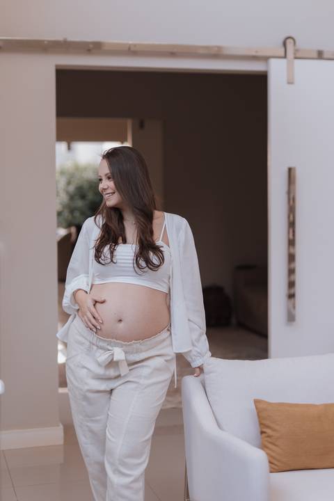 ensaio de gestante em casa'