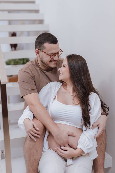 ensaio de gestante em casa'