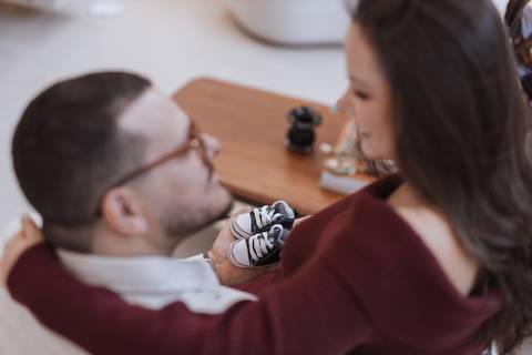 ensaio de gestante em casa'