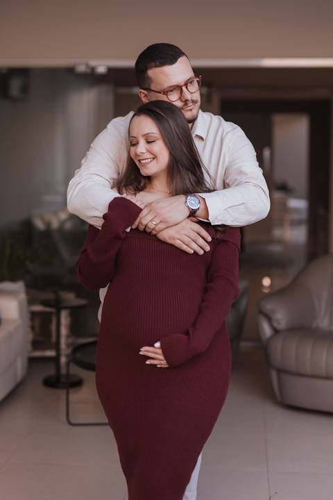 ensaio de gestante em casa'