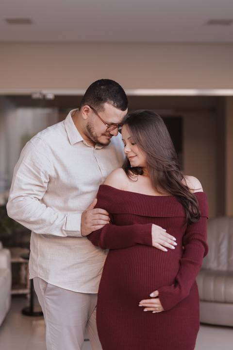 ensaio de gestante em casa'