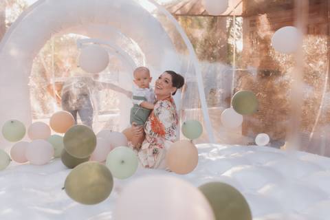 Decoração de aniversário de 1 ano com tema de bosque'