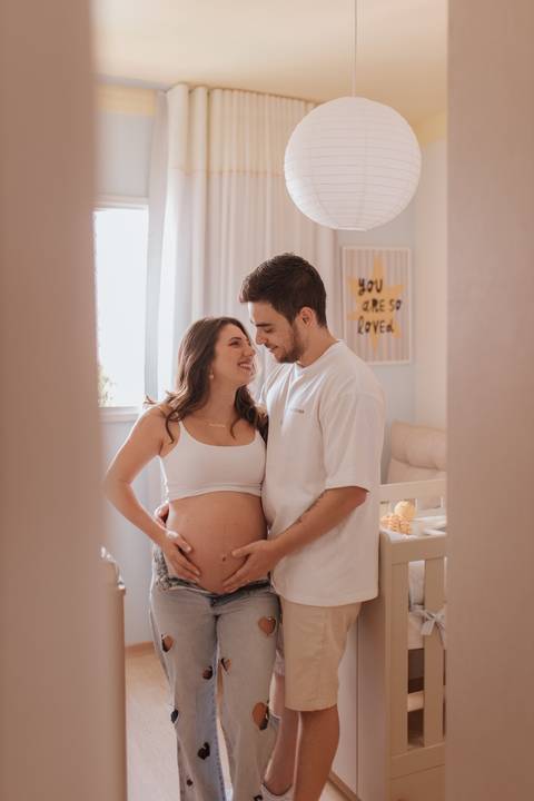 ensaio de gestante em casa'