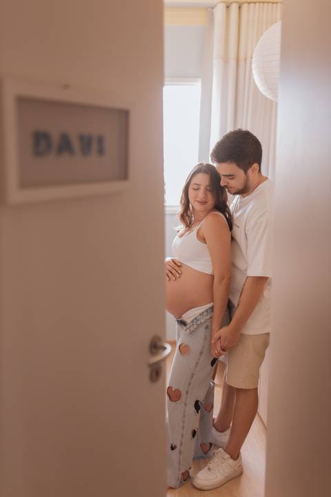 ensaio de gestante em casa'