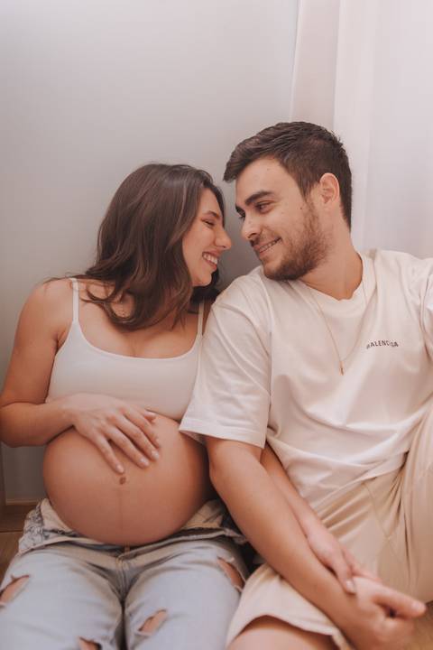 ensaio de gestante em casa'