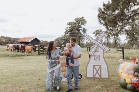 Inspiração de decoração de aniversário de 1 ano com tema de fazenda'