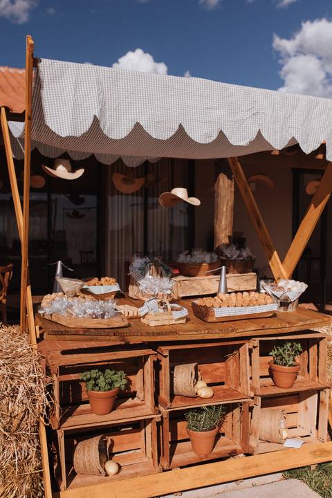 Inspiração de decoração de aniversário de 1 ano com tema de fazenda'