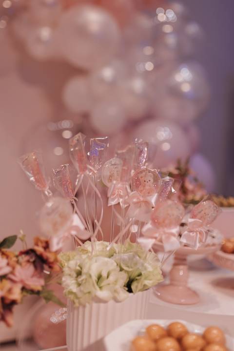 Decoração de aniversário de 1 ano com tema de ursinho'