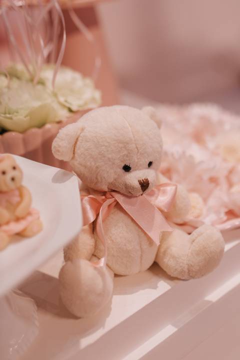 Decoração de aniversário de 1 ano com tema de ursinho'