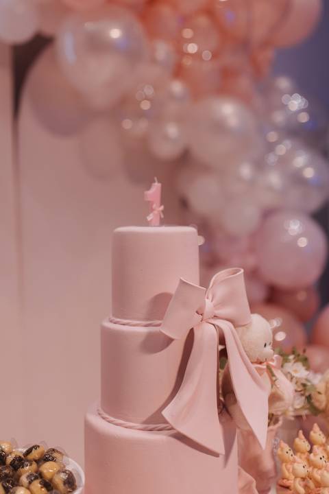 Decoração de aniversário de 1 ano com tema de ursinho'