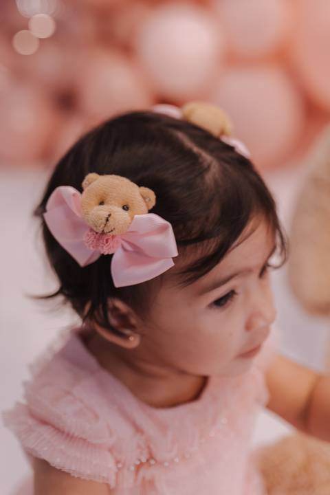 Decoração de aniversário de 1 ano com tema de ursinho'