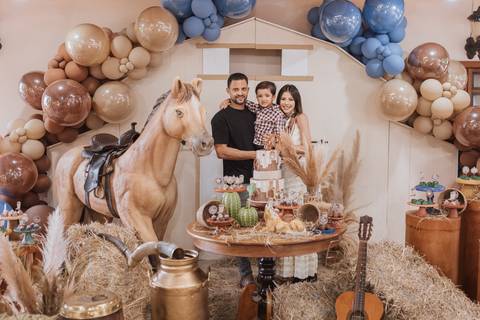 Decoração de aniversário de 6 anos com tema de fazenda'