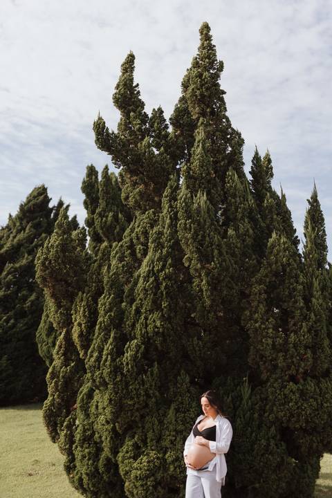 inspiração de ensaio gestante no parque do japão'