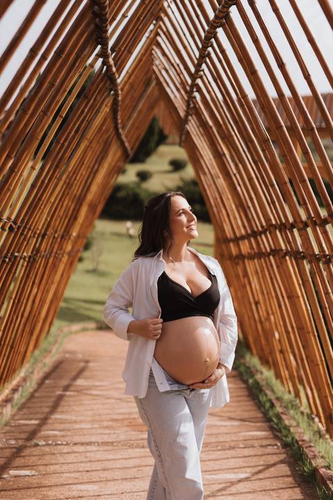 inspiração de ensaio gestante no parque do japão'