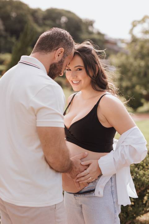 inspiração de ensaio gestante no parque do japão'