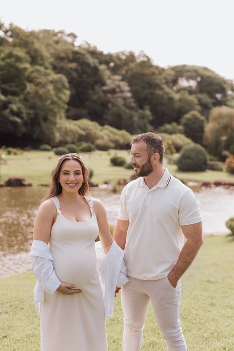 inspiração de ensaio gestante no parque do japão'