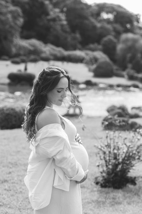 inspiração de ensaio gestante no parque do japão'