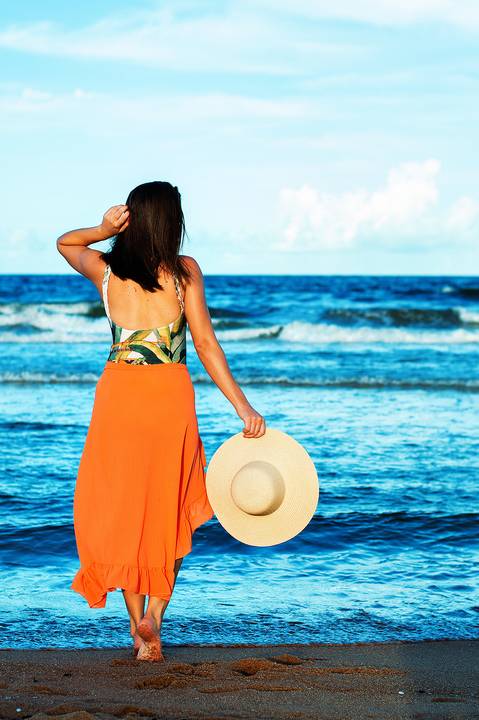 Ensaio externo feminino praia Agência Cricaré'