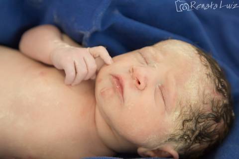 Fotografia do bebê logo após o nascimento'