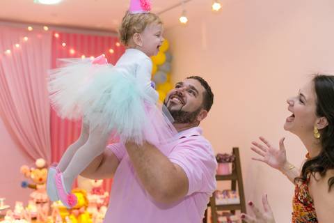 Fotografia infantil festa circo rosa'