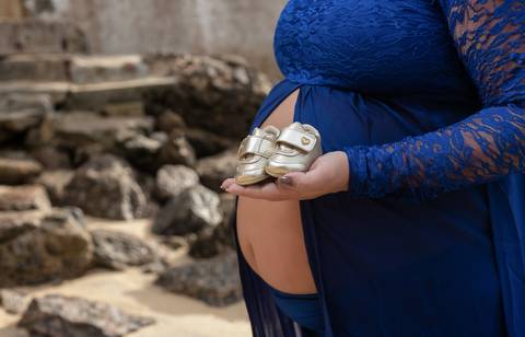 Fotografia de gestante em praia da Urca/RJ-Praia Vermelha'