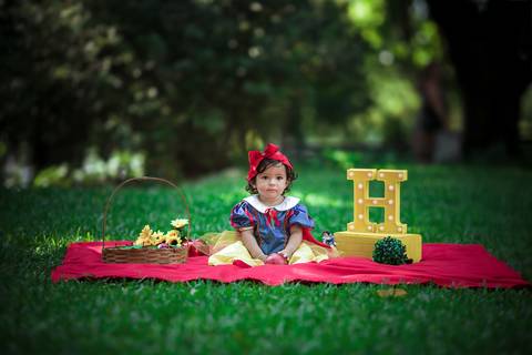 Ensaio externo temático-princesa branca de neve- no jardim do Parque da República'