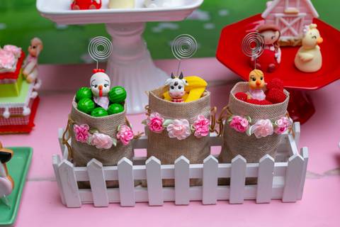 festa decorada doces de luxo com tema fazendinha rosa'