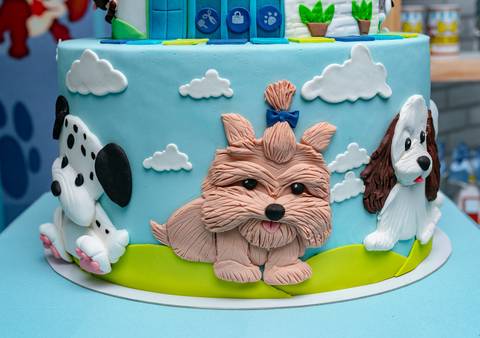 Bolo temático em relevo tema Pet Shop em decoração @lilianfestas em mostra festiva  na Vila Valqueire'