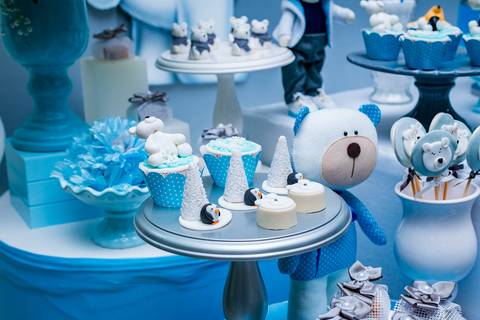 decoração de luxo ursinho polar em amostra festiva-Valqueire/RJ empresa a.z deocrações'