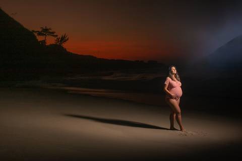 Ensaio de gestante ao amanhecer na prainha/RJ'