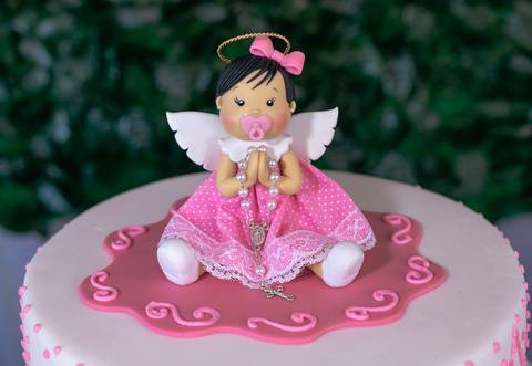 Topo do bolo bonequinha com chupeta na festa de batizado-Fotografia-batizado-família-rj'