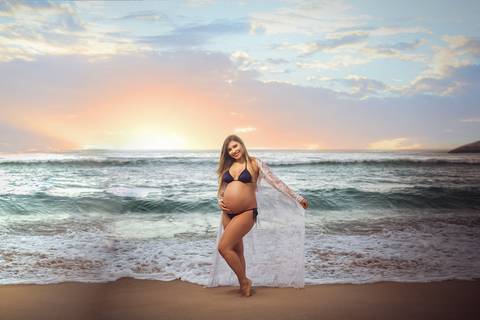 Ensaio gestante na praia/Rj'