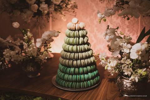 Macarons no casamento cor verde '